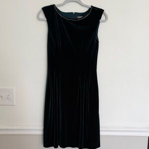 Vince Camuto Green Velvet Mini Dress with Beaded Neckline